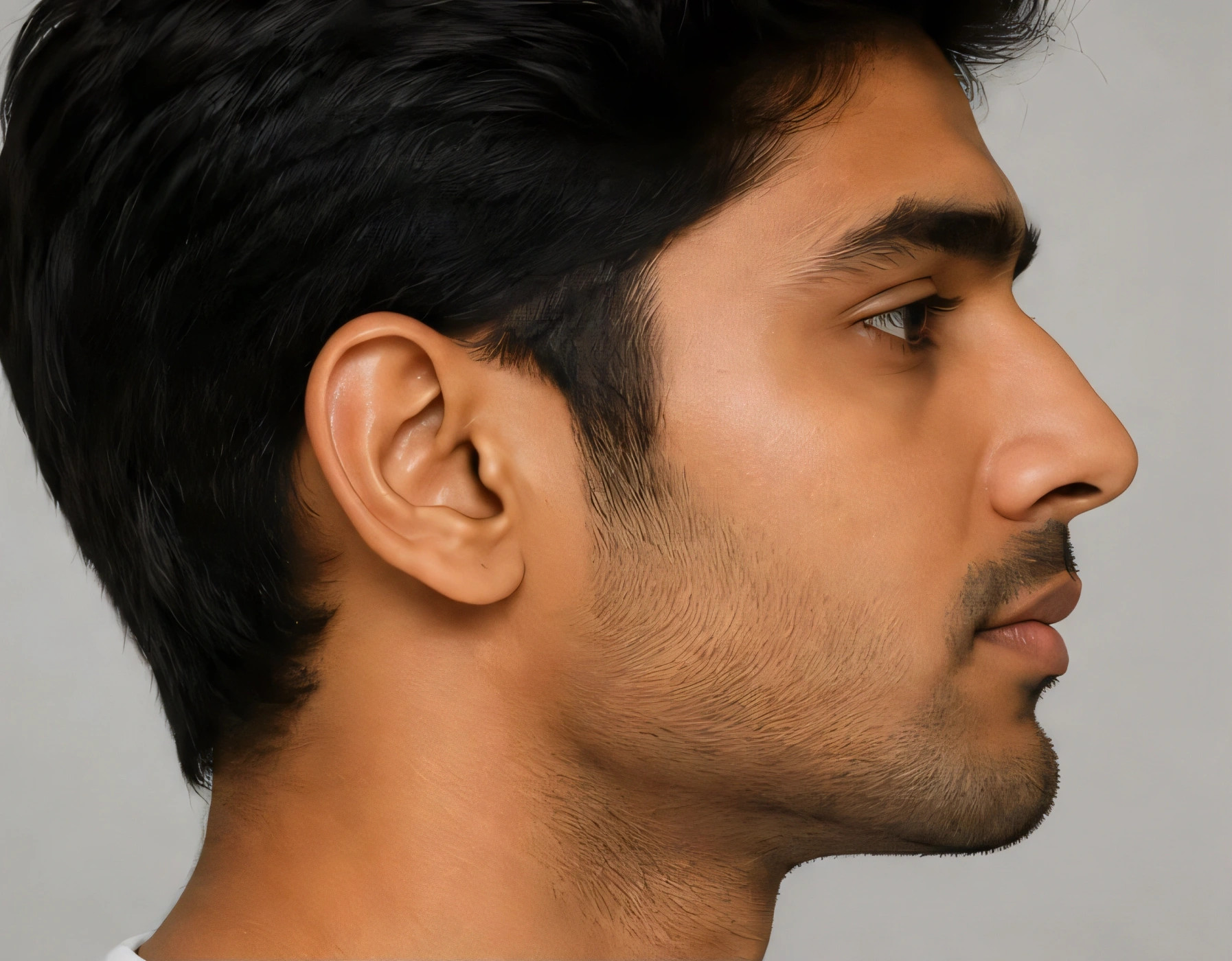 Side profile of a man's face and jawline